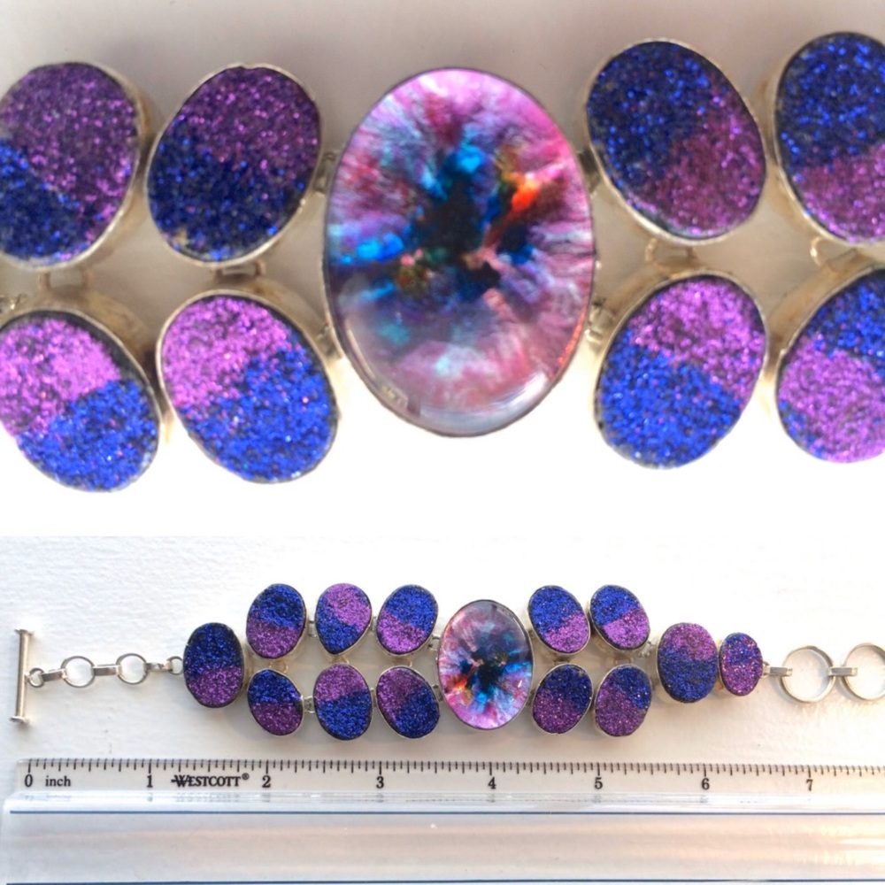 Dramatic Druzy Sterling Bracelet - image 4